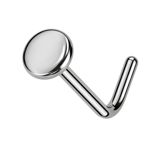 Titanium Flat Disc L Bend Nose Stud