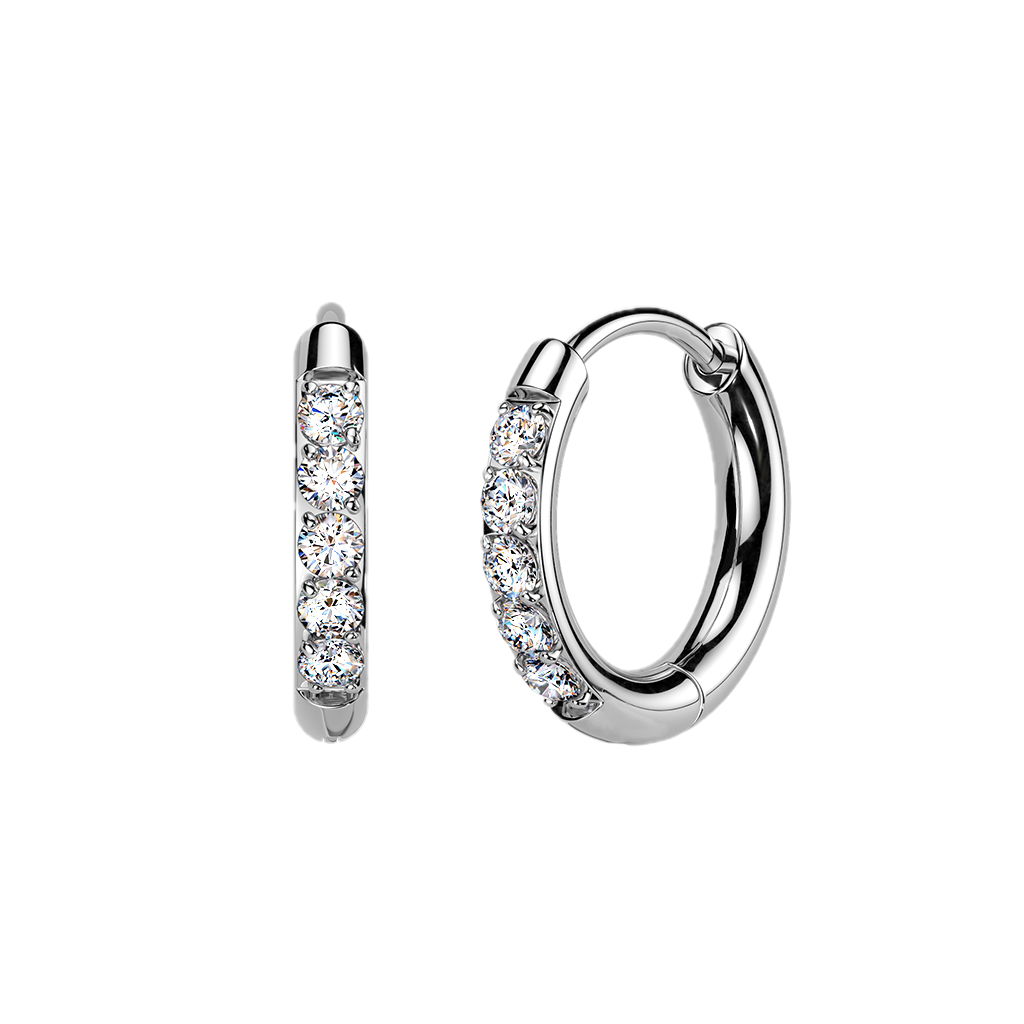 Titanium Hoop Earrings with CZ