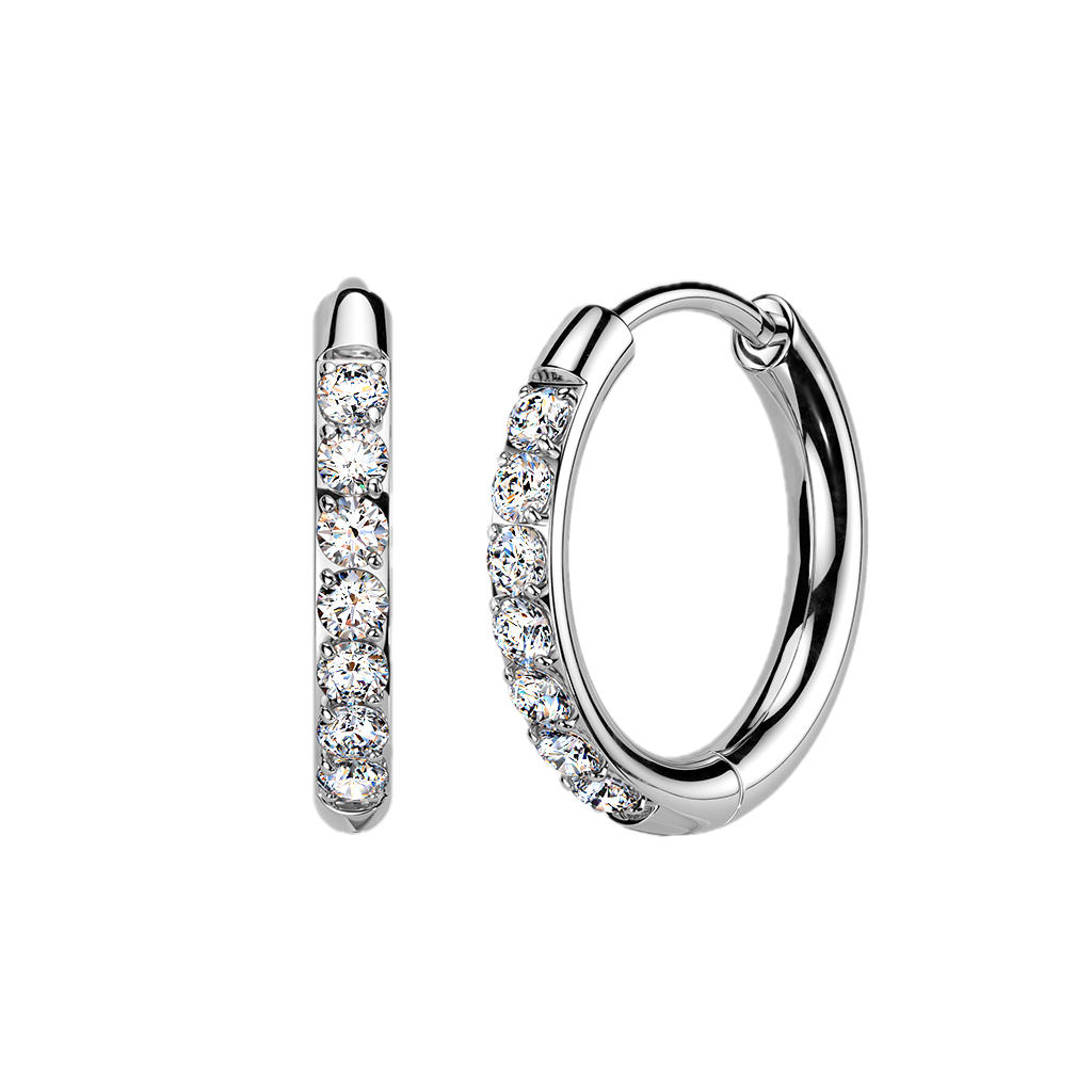 Titanium Hoop Earrings with CZ