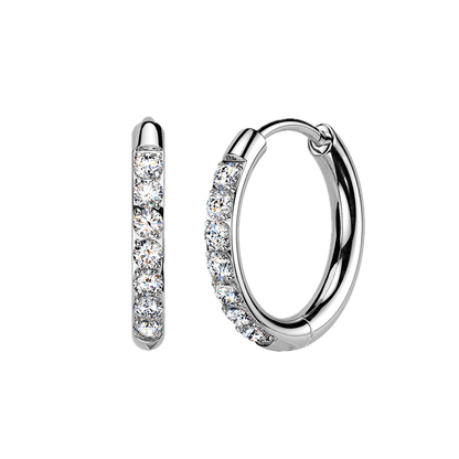 Titanium Hoop Earrings with CZ