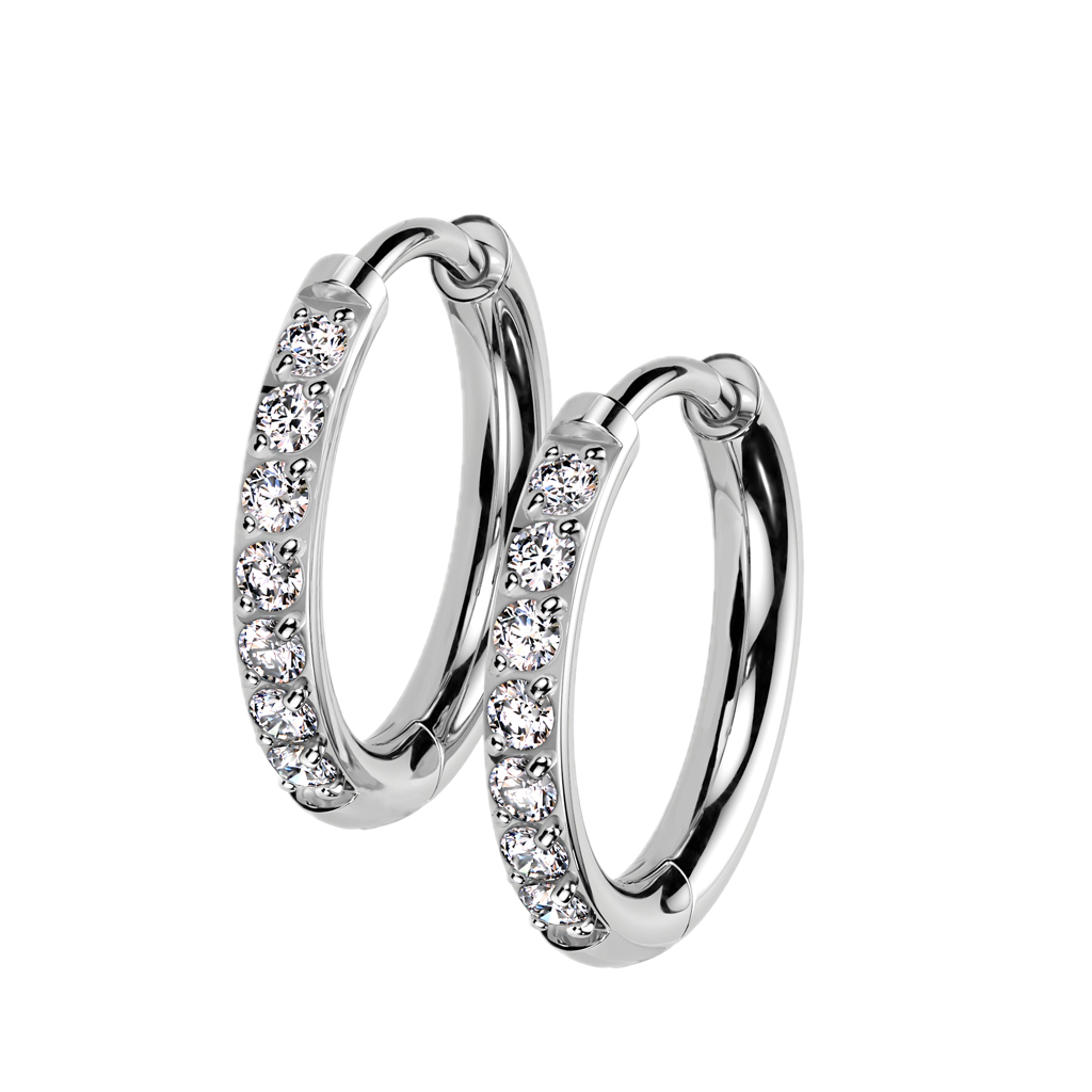 Titanium Hoop Earrings with CZ