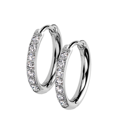 Titanium Hoop Earrings with CZ
