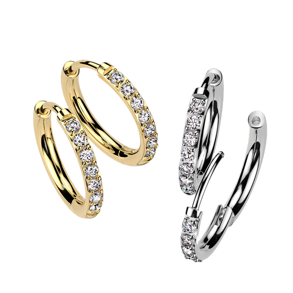 Titanium Hoop Earrings with CZ