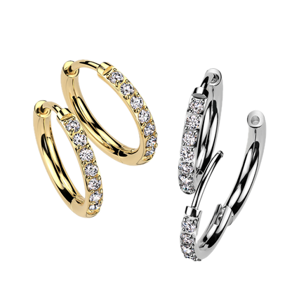 Titanium Hoop Earrings with CZ